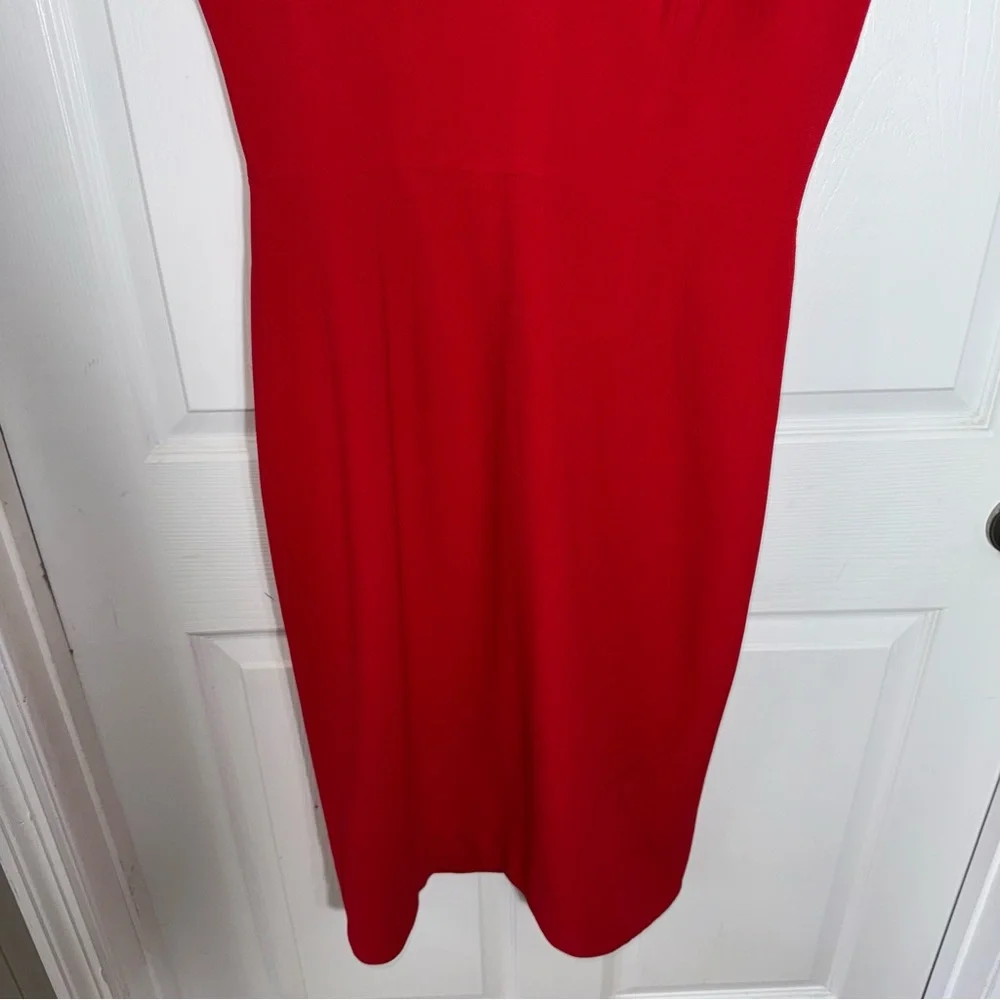 Dress The Population Erika‎ Red Sheath Midi Dress Wedding Guest Size M